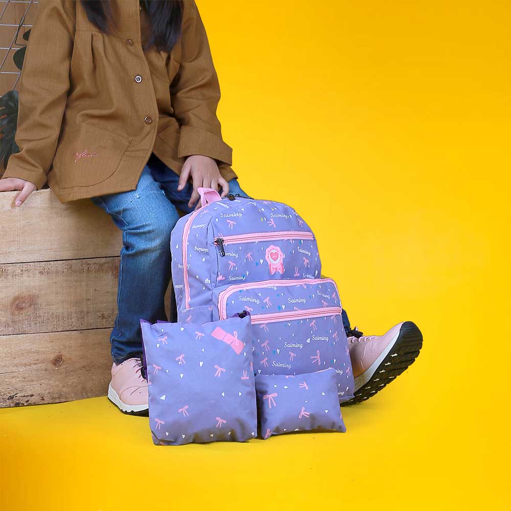 Tas Back Anak Perempuan 2in1 Motif Bunga BR 308