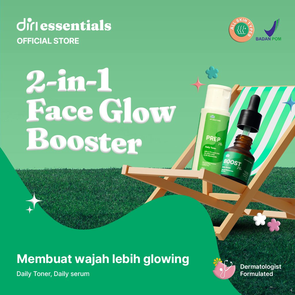 Diri Essentials 2in1 Face Glow Booster Paket Wajah Glowing Kegunaan
