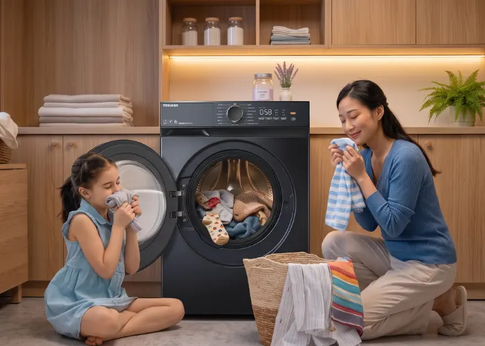 Ibu dan Anak mencium Aroma Wangi Pakaian