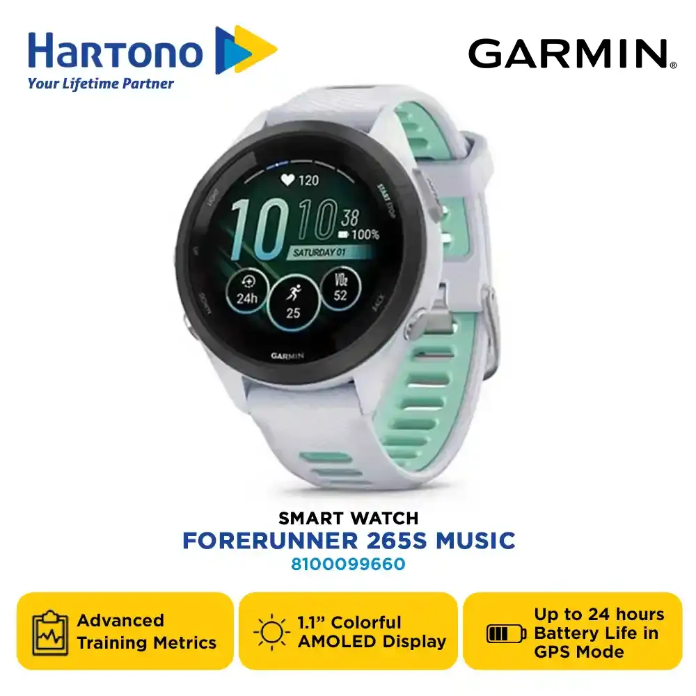 GARMIN SMART WATCH FORERUNNER 265S MUSIC WHITESTONE