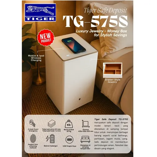 TIGER BRANKAS SAFE BOX BEDSIDE TG-575S FINGER