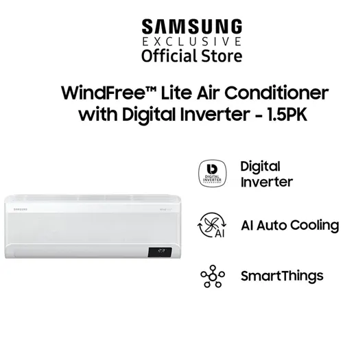 SAMSUNG 1.5 PK AC SPLIT WINDFREE LITE AIR CONDITIONER INVERTER AR13BYFANWKNSE