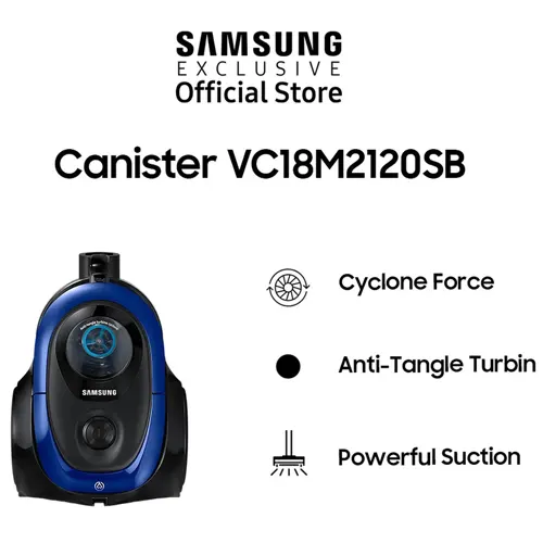 SAMSUNG BAGLESS CANISTER VACUUM CLEANER DENGAN ANTI TANGLE TURBIN VC18M2120SB/SE