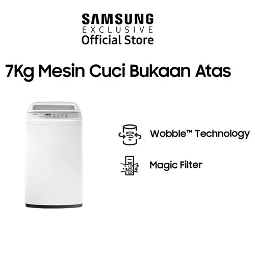 Samsung Mesin Cuci 1 Tabung Top Load Washer 7 KG dengan Wobble Technology WA70H4200SW