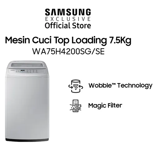 Samsung Mesin Cuci 1 Tabung Top Load Washer 7.5 KG Dengan Magic Filter - WA75H4200SG