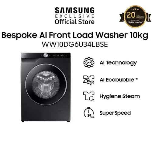 SAMSUNG BESPOKE AI MESIN CUCI FRONT LOADING WASHER 10 KG WW10DG6U34LBSE