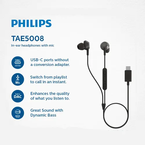 Philips Personal Earphone USB-C Black PHILIPSTAE5008BK