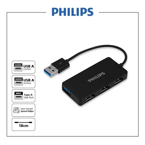 Philips USB HUB 4 in 1 USB-A to USB 3.0 + USB 2.0 PHILIPSSWV3704