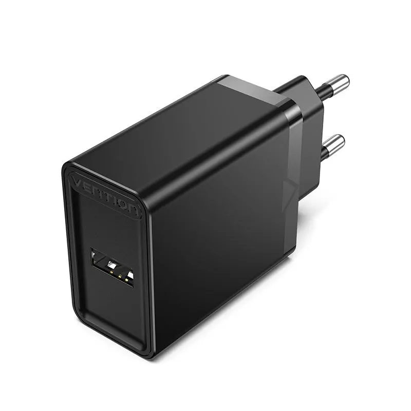 Vention 1 Port USB Wall Charger 12W EU Plug Black FAAB0-EU