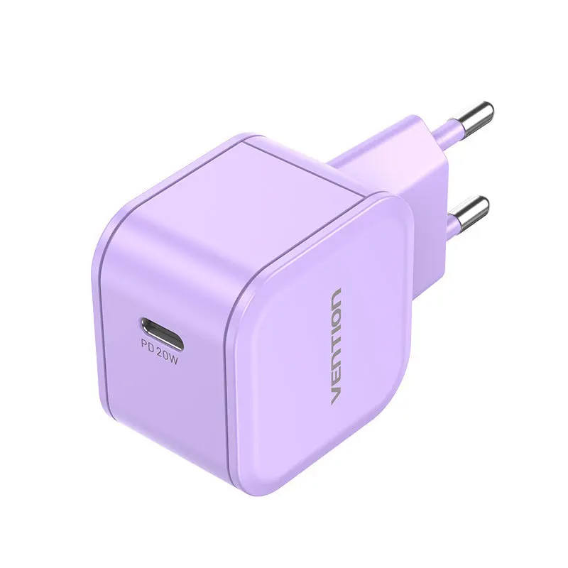 Vention 1 Port USB-C Wall Charger 20W EU Plug Purple FEJV0-EU