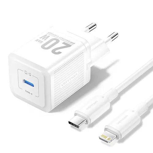Vention 1 Port USB-C Charger with USB-C to USB-C Cable White TZ-FEPW0-EU-02