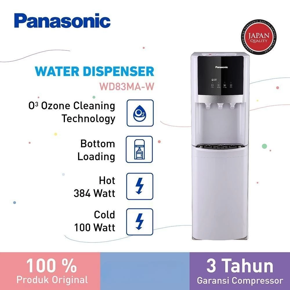 PANASONIC DISPENSER AIR BERDIRI GALON BAWAH STANDING DISPENSER WHITE NY-WDB83MAW1