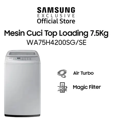 Samsung Mesin Cuci 1 Tabung Top Load Washer 7.5 KG Dengan Magic Filter - WA75H4200SG