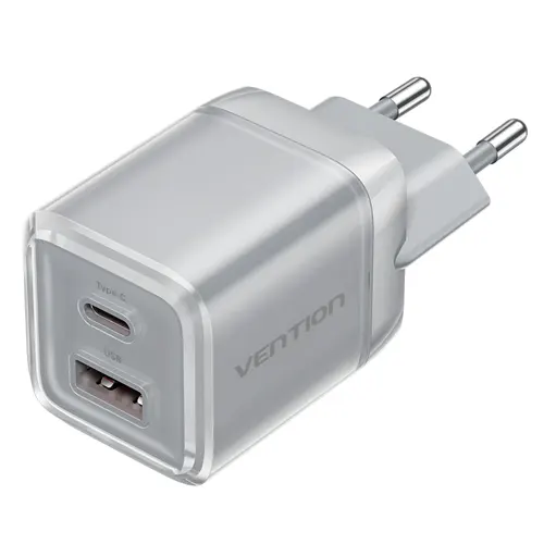 Vention 2 Port USB Charger (C + A) 30W with EU Plug Gray TZ-FCEH0-EU