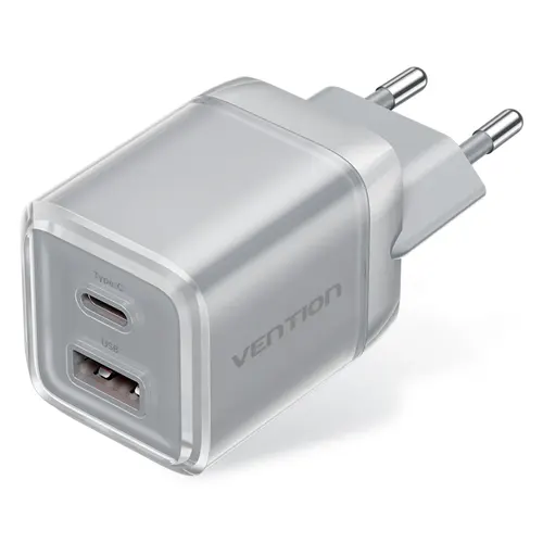 Vention 2 Port USB Type-C + Type-A Charger with EU Plug Series