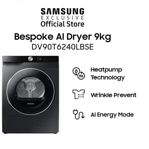 SAMSUNG DRYER PENGERING ELECTRIC DRYER 9 KG DV90T6240LB/SE