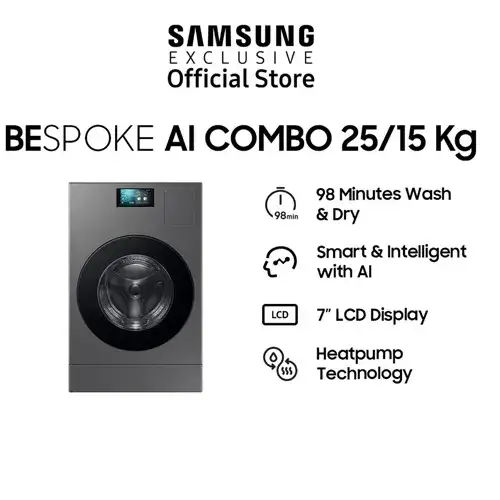 SAMSUNG BESPOKE AI COMBO MESIN CUCI DAN DRYER PENGERING WASHER AND DRYERS 25 KG WD25DB8995BZSE