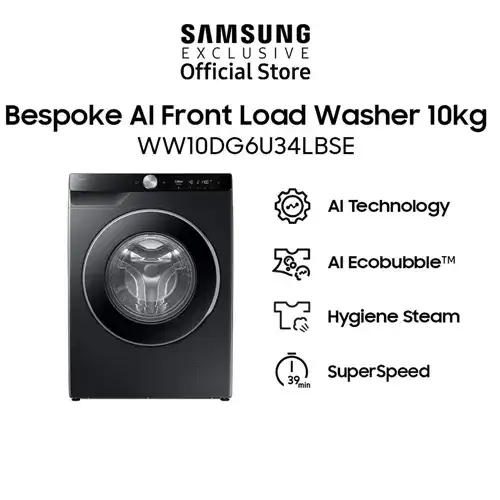 SAMSUNG BESPOKE AI MESIN CUCI FRONT LOADING WASHER 10 KG WW10DG6U34LBSE