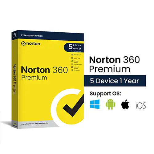 NORTON 360 PREMIUM SOFTWARE SECURITY 5 DEVICE 1 YEAR NPR5D1Y