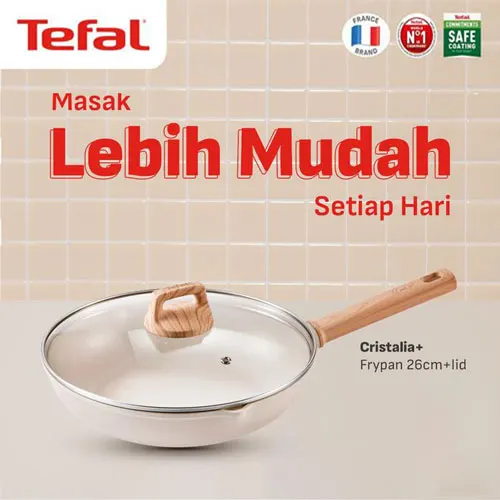 TEFAL CRISTALIA PLUS WAJAN PENGGORENGAN FRYPAN 26CM + LID G6191796