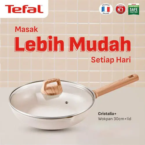 TEFAL CRISTALIA PLUS WAJAN WOKPAN 30CM + LID G6199496