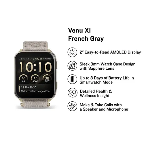 GARMIN SMART WATCH VENU X1 GPS FRENCH GREY 8100249639