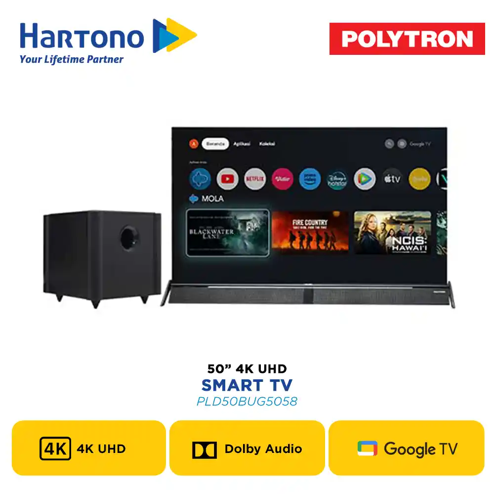 POLYTRON 50 inch 4K UHD GOOGLE SMART TV CINEMAX SOUNDBAR PLD55BUG5058
