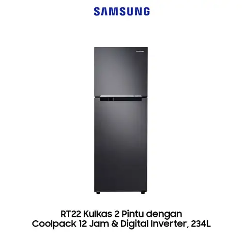 Samsung Kulkas 2 Pintu Kecil Coolpack 12 Jam & Digital Inverter [234 L] - RT22FARBDB1