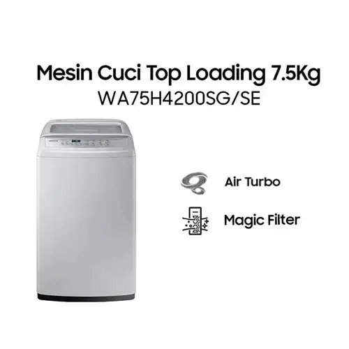 Samsung Mesin Cuci 1 Tabung Top Load Washer 7.5 KG Dengan Magic Filter - WA75H4200SG