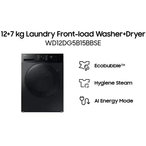 SAMSUNG MESIN CUCI DAN DRYER PENGERING WASHER AND DRYERS 12+7 KG WD12DG5B15BBSE