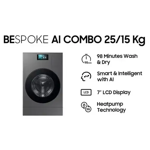SAMSUNG BESPOKE AI COMBO MESIN CUCI DAN DRYER PENGERING WASHER AND DRYERS 25 KG WD25DB8995BZSE