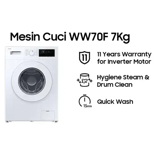 SAMSUNG MESIN CUCI FRONT LOADING WASHER HYGIENE STEAM 7 KG WW70FG3M05TWSE
