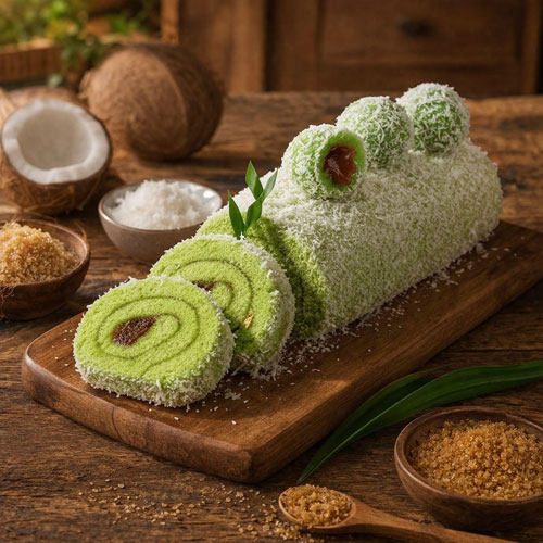 Coconut Klepon Roll Cake