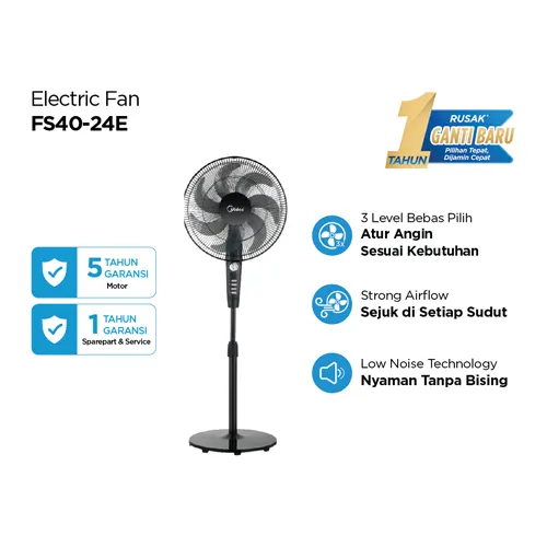 MIDEA KIPAS ANGIN BERDIRI STAND FAN FS4O-24E