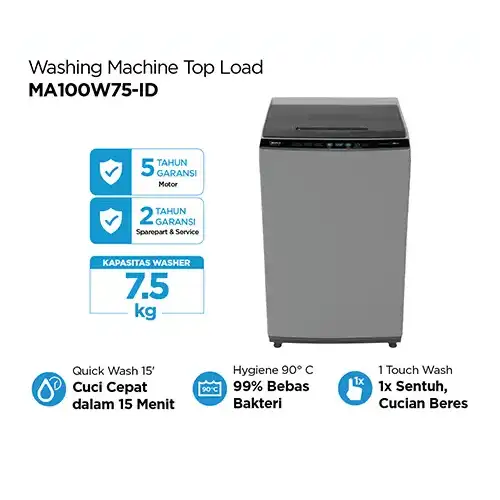MIDEA MESIN CUCI 1 TABUNG TOP LOAD WASHER 7.5 KG MA100W75-ID