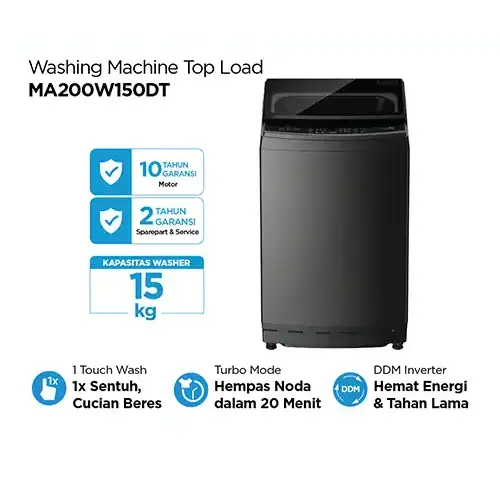MIDEA MESIN CUCI 1 TABUNG TOP LOAD WASHER 15 KG MA200W150DT