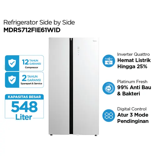 MIDEA KULKAS SIDE BY SIDE REFRIGERATOR MDRS712FIE61WID