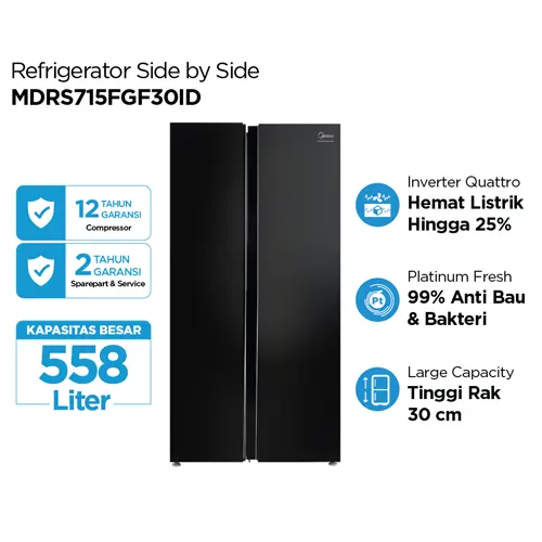 MIDEA KULKAS SIDE BY SIDE REFRIGERATOR MDRS715FGF30ID