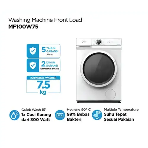 MIDEA MESIN CUCI FRONT LOADING WASHER 7.5 KG MF100W75