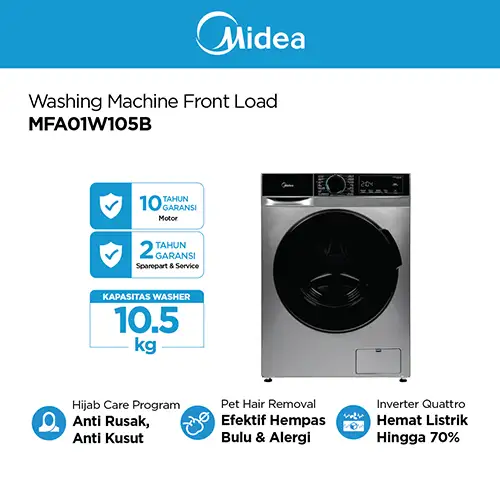 MIDEA MESIN CUCI FRONT LOADING WASHER 10.5 KG MFA01W105B