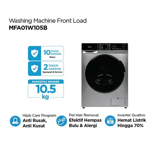 MIDEA MESIN CUCI FRONT LOADING WASHER 10.5 KG MFA01W105B