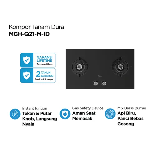 MIDEA KOMPOR TANAM DURA BUILT IN HOB MGH-Q21-M-ID
