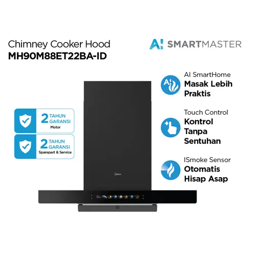 MIDEA TUDUNG HISAP ASAP CHIMNEY WALL HOOD MH90M88ET22BA-ID