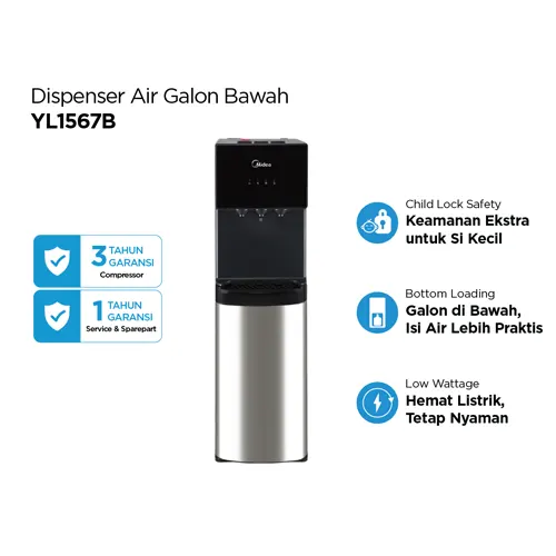 MIDEA DISPENSER AIR BERDIRI GALON BAWAH STANDING DISPENSER YL1567B