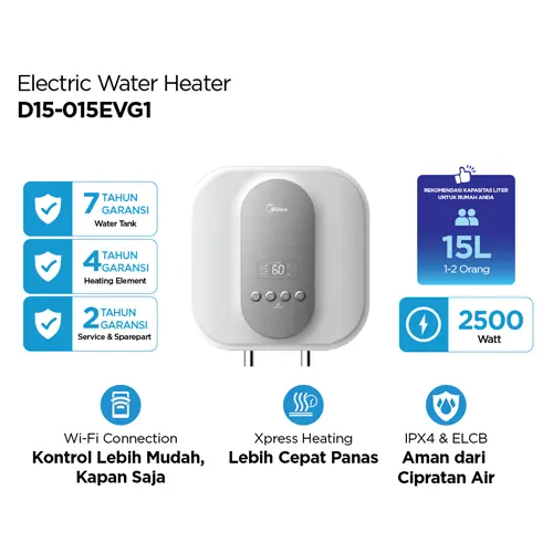 MIDEA PEMANAS AIR LISTRIK ELECTRIC STORAGE WATER HEATER D15-015EVG1