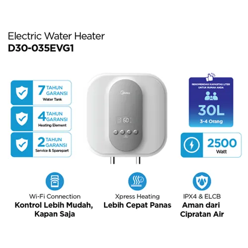 MIDEA PEMANAS AIR LISTRIK ELECTRIC STORAGE WATER HEATER D30-035EVG1