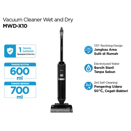 MIDEA UPRIGHT VACUUM CLEANER CORDLESS 3 IN 1 MWD-X10