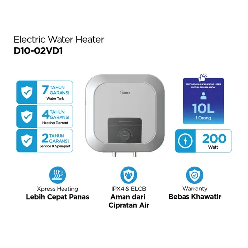 MIDEA PEMANAS AIR STORAGE WATER HEATER D10-02VD1