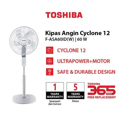 TOSHIBA KIPAS ANGIN BERDIRI STAND FAN F-ASA60ID(W)