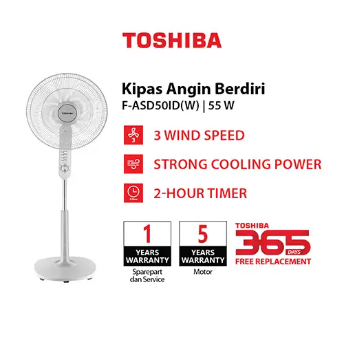 TOSHIBA KIPAS ANGIN BERDIRI STAND FAN F-ASD50ID(W)